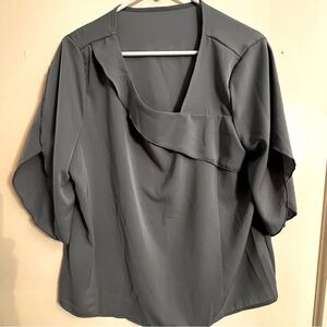 Shein Womens Grey Dress Casual Shirt Sheer Top size XL